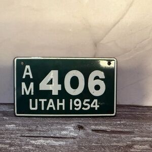 Vintage 1954 Wheaties Cereal Utah Metal Bicycle License Plate